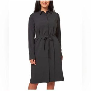 NWT Modern Ambition Women Long Sleeve Tie-Waist Shirt Dress Black Sz M $100 Z860